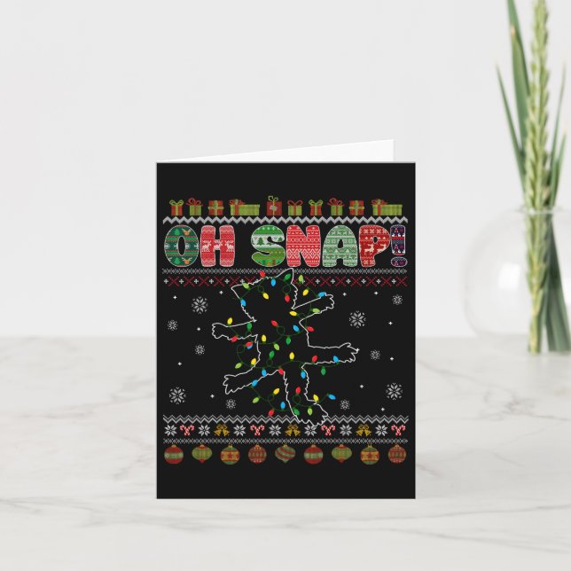 Funny Cat Oh Snap Ugly Christmas Sweater Pyjamas X Card (Front)