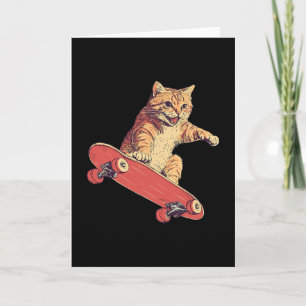 Funny Cat On A Skateboard Skateboarding Card