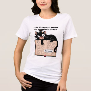 Funny Cat on Book with Sarcastic Quote Tri-Blend Shirt