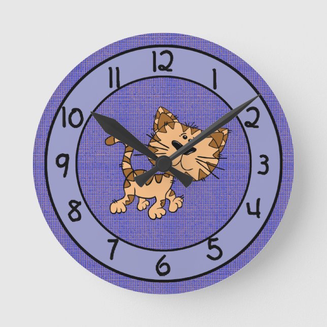 Funny Cat on Purple Wall Clock (Front)