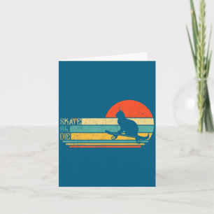 Funny Cat On Skateboard Retro Skateboarder  Card