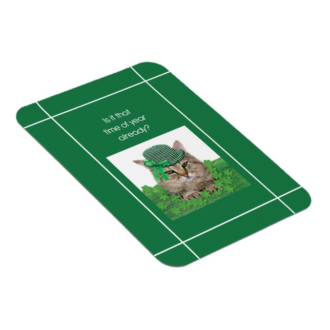 Funny Cat on St. Patrick’s Day Magnet (Right Side)