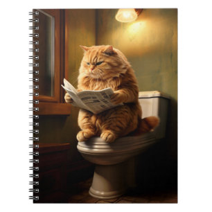 Funny Cat on Toilet Quirky Bathroom Humour Notebook