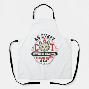 Funny Cat Owner Quote Vintage Engraving Design_1 Apron
