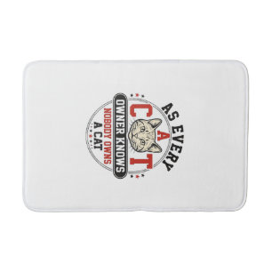Funny Cat Owner Quote Vintage Engraving Design_1 Bath Mat