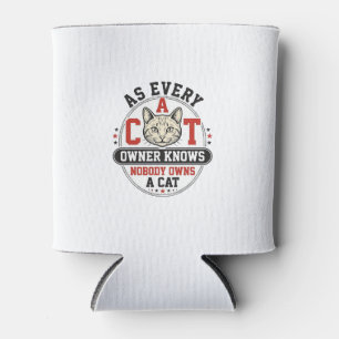 Funny Cat Owner Quote Vintage Engraving Design_1 Can Cooler