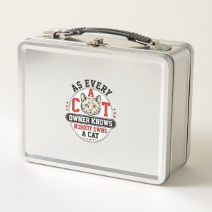 Funny Cat Owner Quote Vintage Engraving Design_1 Metal Lunch Box