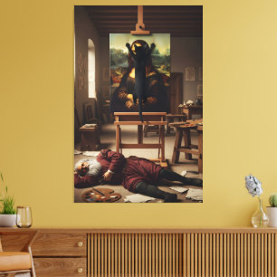 Funny Cat Painting Canvas Print