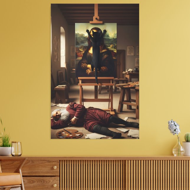 Funny Cat Painting Canvas Print (Insitu(LivingRoom))