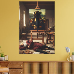 Funny Cat Painting Canvas Print