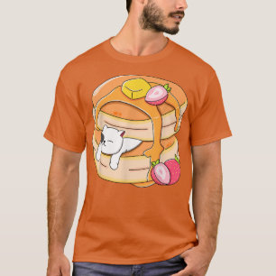 Funny Cat Pancake Kawaii Strawberry Breakfast Anim T-Shirt