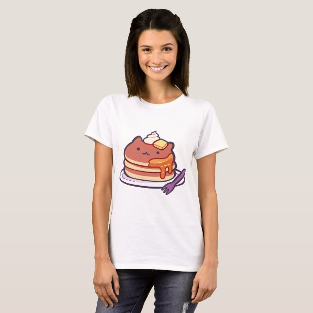 Funny Cat Pancakes T-Shirt (Front Full)