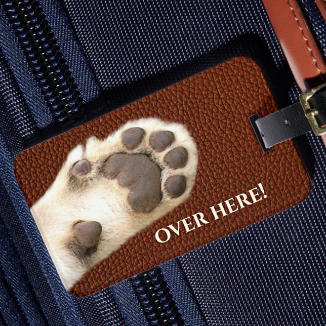 Funny Cat Paw Faux Leather Luggage Tag (Creator Uploaded)