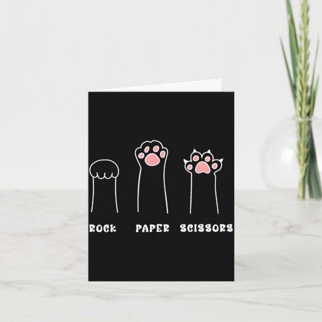 Funny cat paw meme rock paper scissors cute kitten card (Front)