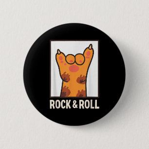 Funny Cat Paw Rock And Roll Music Lover Mum Dad Ki 6 Cm Round Badge