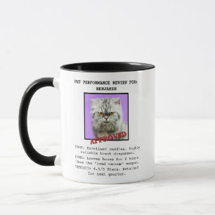 Funny Cat Performance Review Custom Photo Coffee Mug