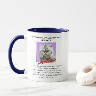 Funny Cat Performance Review Custom Photo Coffee Mug