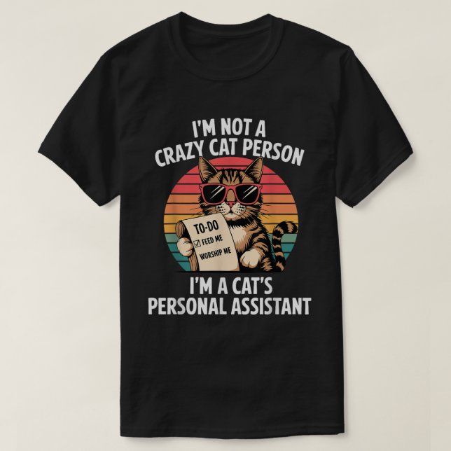 Funny Cat Personal Assistant Retro Tee (Design Front)