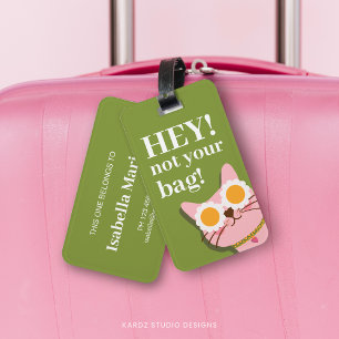 Funny Cat Personalised Luggage Tag