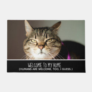 Funny Cat Photo Welcome to My Home Humans Welcome Doormat
