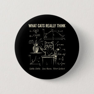 Funny Cat Physics Humour What Cats Think for Men 6 Cm Round Badge