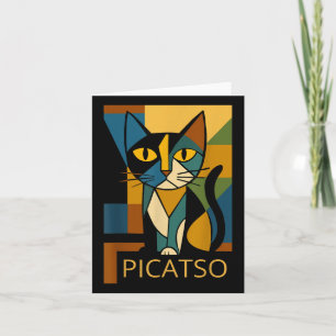 Funny Cat Picatso - Cubism Art Style- Vintage Desi Card