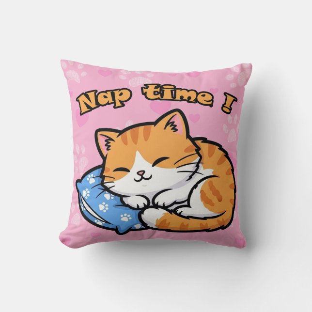 Funny Cat Pillow "Nap Time" (Front)