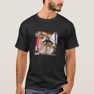 Funny Cat Pirate Zip T-Shirt