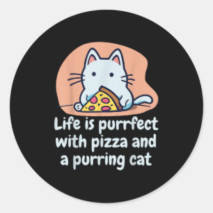 Funny Cat Pizza Lover Kitten Cute Cat Hilarious Qu Classic Round Sticker