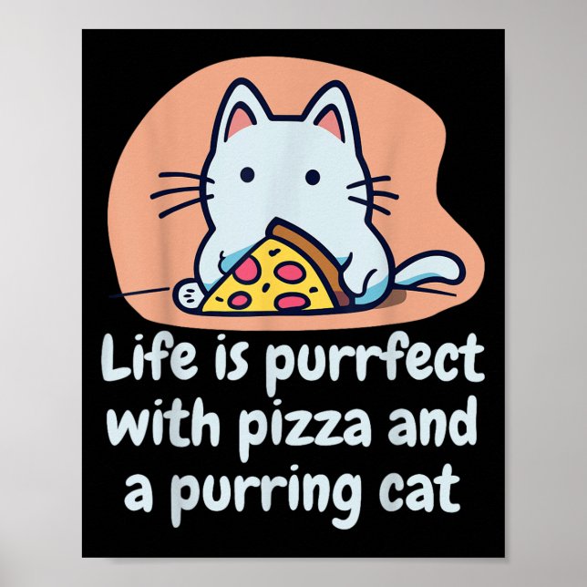 Funny Cat Pizza Lover Kitten Cute Cat Hilarious Qu Poster (Front)