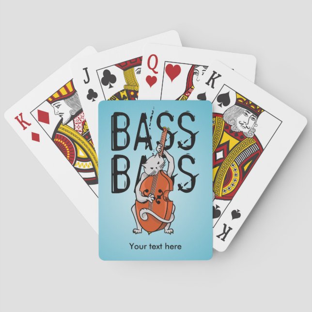 Funny Cat Playing a Double Bass Playing Cards (Back)