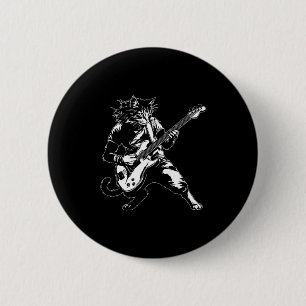 Funny Cat Playing B Guitar Rock Music Lover Musici 6 Cm Round Badge