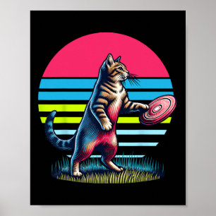 Funny Cat Playing Disc Golf. Disc Golf And Cats Lo Poster
