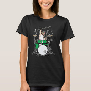 Funny Cat Playing Drums Cat Music  For Drummer Mus T-Shirt