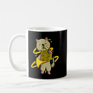 Funny Cat Playing French Horn Musical Instrument H Coffee Mug