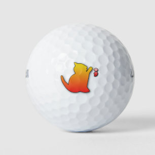 funny cat playing golf balls