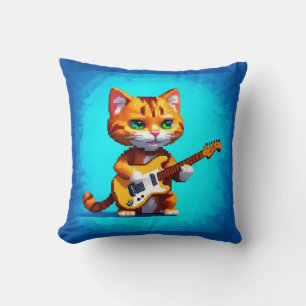 Funny Cat Playing Guitar  Cushion