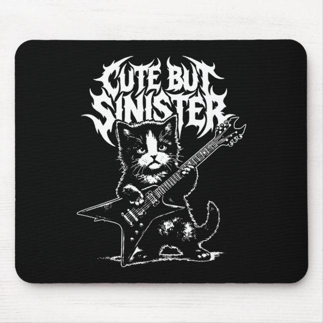 Funny cat playing guitar guitarist rock and roll  mouse pad (Front)
