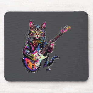 Funny Cat Playing Guitar Rock And Roll Men Women K Mouse Pad