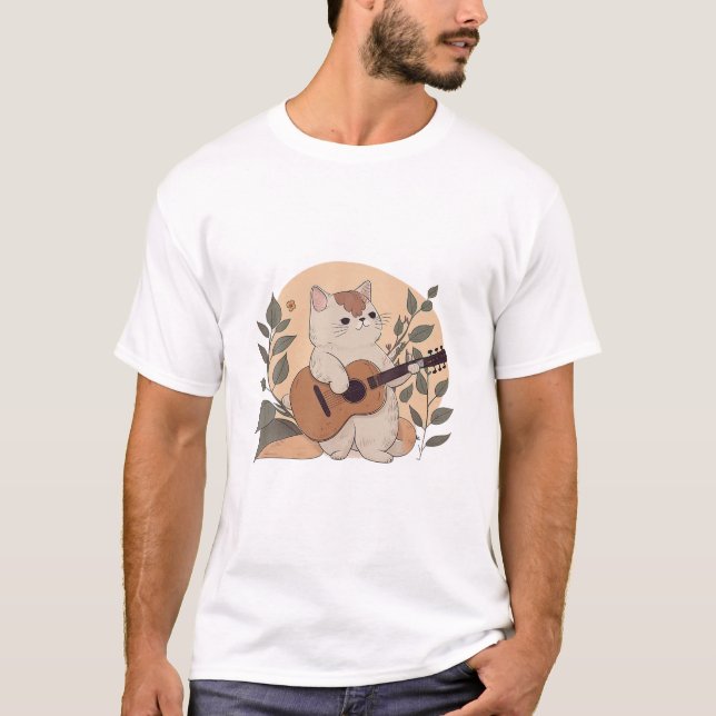 Funny Cat Playing Guitar Shirt  (Front)