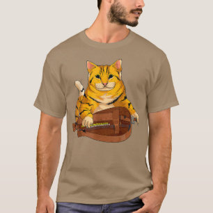 Funny Cat Playing Hurdy Gurdy Gift Cool Kitten Mus T-Shirt