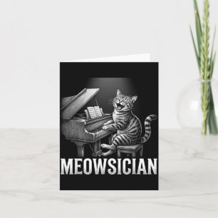 Funny Cat Playing Piano Music Pun Meowsician Band Card