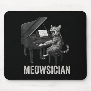 Funny Cat Playing Piano Music Pun Meowsician Band Mouse Pad