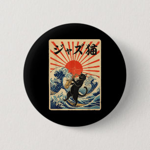 Funny Cat Playing Saxophone For Jazz Musician Saxo 6 Cm Round Badge