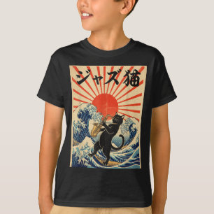 Funny Cat Playing Saxophone For Jazz Musician Saxo T-Shirt