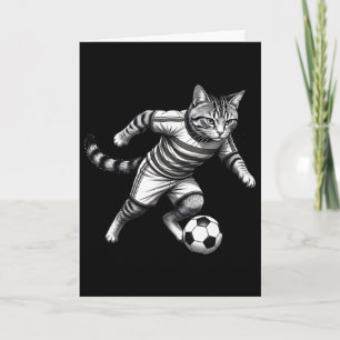Funny Cat Playing Soccer For Players And Cat Lover Card