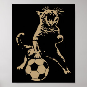 Funny Cat Playing Soccer Poster