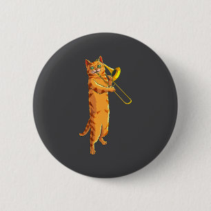 Funny Cat Playing Trombone Gift Cool Kitten Musici 6 Cm Round Badge