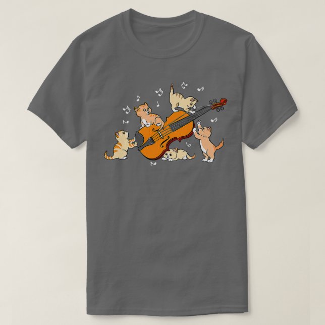 Funny Cat Playing Violin Player T-Shirt (Design Front)
