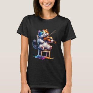 Funny Cat Playing Violin. Violin Design For Cats L T-Shirt